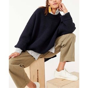 Free People Navy Crew Neck Sweater
